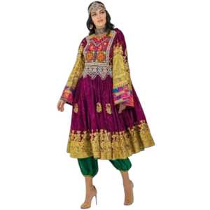 Nouvelle robe afghane vintage pour femme, brodée à la main, style Kuchi, lourde, avec pièces de monnaie anciennes - Product Image 1