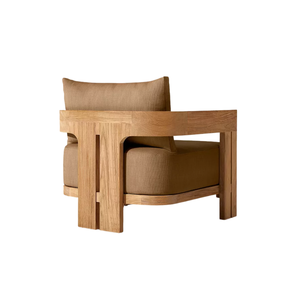 Canapé de jardin en teck massif, fauteuil de salon extérieur rembourré en tissu pour villa, hôtel, cour - Product Image 3