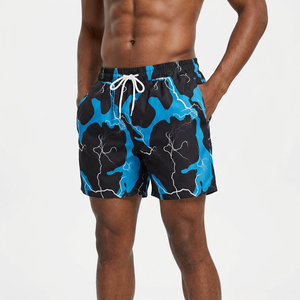Shorts de Playa para Hombre de Secado Rápido, Diseño de Rayos Azules, con Cordón Ajustable, Casuales, 100% Poliéster, Corte Corto - Product Image 6