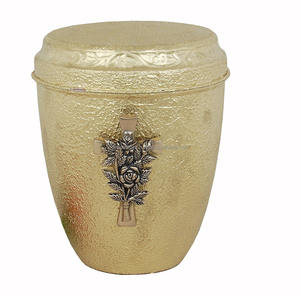 Urne funéraire moderne en métal et laiton faite à la main avec finition noire et dorée, motif moucheté à feuille d'or - Product Image 5