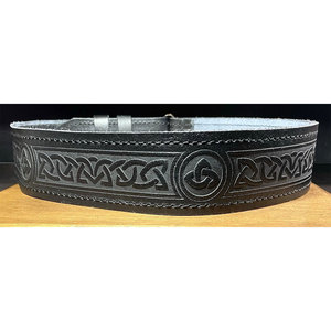 Ceinture écossaise en cuir noir avec motif de nœud celtique en relief, ceinture écossaise de haute qualité 100% cuir - Product Image 2