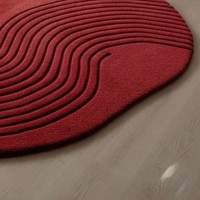Moderner Roter Abstrakter Teppich Unregelmäßige Form Handgetufteter Teppich 3D-Textur Minimalistischer Designer-Teppich für Wohnzimmer Schlafzimmer Dekoration