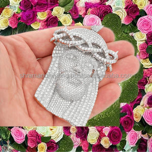 Colgante de Jesús Grande con Diamantes de Imitación, Chapado en Oro, Plata 925, Joyería Hip Hop Personalizada para Hombre, Venta al por Mayor - Product Image 6