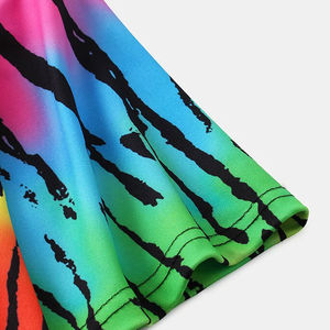 T-shirt pour homme à rayures tie-dye colorées avec poche, manches courtes, haut décontracté - Product Image 4