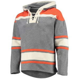 Sweat-shirt à capuche respirant gris thermique pour hockey sur glace, pull vintage 100 % coton personnalisé pour l'hiver - Product Image 1