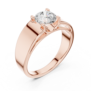 Bague solitaire pour homme en or rose avec diamant de laboratoire |   Bague audacieuse à coupe ronde pour fiançailles, mariage et occasions spéciales pour homme - Product Image 4