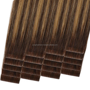Vente en gros de lots d'extensions de cheveux humains naturels Remy 100% boîtes personnalisées avec pointe plate sac avec brosse blonde pour 6d - Product Image 1