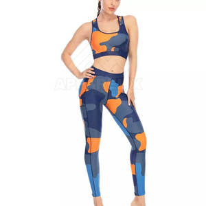 Women's Camo Yoga Set Sports Bra High Waist <b>Pocket</b> <b>Leggings</b> <b>Workout</b> Fitness Activewear Custom Logo OEM ODM Wholesale DDP - Product Image 3