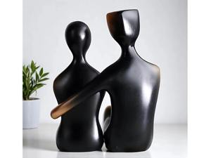 Figura Romántica de Pareja en Negro y Dorado, Ideal para Decoración de Estantes, Elegante Adorno de Amor para Interiores del Hogar y Regalos Originales - Product Image 4