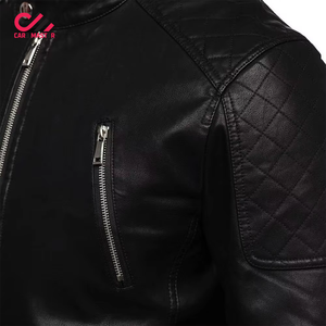 Men's Winter Canvas Leather Jackets with Washed Stand Collar Zipper Closure Sheep Fur Trim Breathable Plus Sized Wholesale - Product Image 6