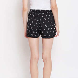 Shorts Casuales de Verano para Mujer, Negros, Transpirables, de Tela de Rizo, Cintura Elástica, Ligeros y Cómodos - Product Image 3