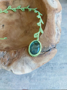 Handmade Green Macrame Jade Bamboo <b>Necklace</b> Boho Healing Ethnic Buddhism <b>Statement</b> Jewelry Women - Product Image 4