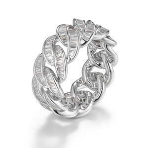Stylish Gold Silver Hip Hop Moissanite Diamond <b>Ring</b> Fashion <b>Statement</b> Jewelry for Music Videos and Dance Performances - Product Image 1