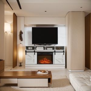 Mueble para TV Estilo Granja Moderna, Consola de Entretenimiento para el Hogar Inspirada en un Granero con Chimenea Integrada de 23'' para Televisores de hasta 65'' - Product Image 3