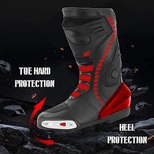 Botas de Motociclismo para Hombre, Botas de Carreras de Cuero Impermeables, con Suela Antideslizante, Botas Largas Impermeables - Product Image 4