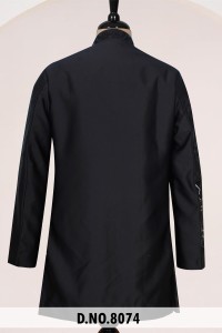 Traje Indo-Occidental Negro con Diseño Geométrico Mandala y Brillo Stardust, Base TR Lachko con Lentejuelas Doradas, para Novio - Product Image 3