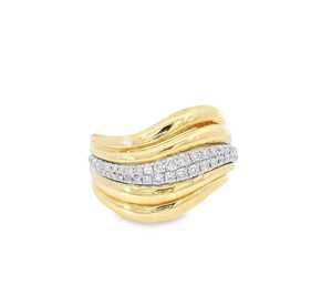 Anillo de Diamantes Ancho Acanalado de Oro Sólido de 14k y 18k con Diamantes Cultivados en Laboratorio CVD HPHT, Elegante y Moderno, Anillo de Boda de Lujo - Product Image 4