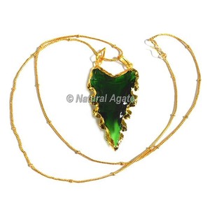 Achetez un collier tendance en ligne avec une pierre précieuse vert clair en forme d'étoile, durable, sculptée et gravée en forme de pointe de flèche - Product Image 6
