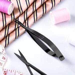 Ciseaux à sourcils en acier inoxydable, lame droite, outil de beauté, pour droitier, manche noir - Product Image 4