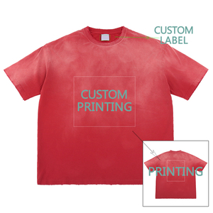 Camiseta de Algodón Roja Extra Grande para Hombre, Manga Corta, Cuello Redondo, Estilo Casual, Color Sólido, Tejido de Punto - Product Image 2