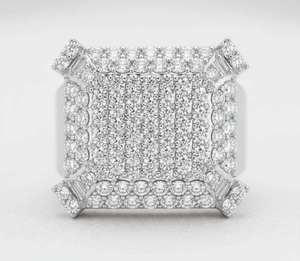 <b>Men</b>’s Hip Hop Iced Out Square <b>Ring</b> 925 Sterling <b>Silver</b> 10K 14K Gold Finish Luxury Diamond Statement <b>Ring</b> for Party Street Style - Product Image 1