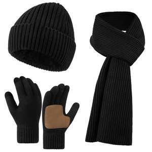 Conjunto de Gorro, Bufanda y Guantes de Invierno para Mujer, Tejido Cálido, Forrado de Felpa, Gorro Grueso de Acrílico, Guantes Cortos a Prueba de Frío - Product Image 1