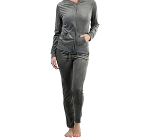 Survêtement pour femmes, design 2-en-1 écologique, col en V, manches longues, poches latérales, coupe régulière, vêtements décontractés d'hiver, uni - Product Image 6