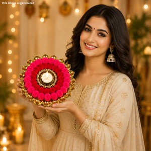 Ensemble de tapis à bougies chauffe-plat faits main avec pompons pour la décoration de Diya, Pooja, Rangoli, mariages, festivals, réutilisable, décoration intérieure, cadeau - Product Image 6