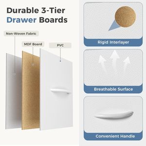 Cómoda Blanca Moderna de 5 Cajones con Estante de 2 Niveles, Estructura Metálica Resistente y Armario de Tela, Almacenamiento para Dormitorios Pequeños - Product Image 5