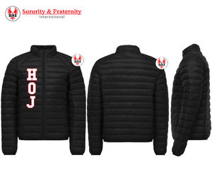 Chaqueta Acolchada de Poliéster para Mujer con Bordado de Heroínas de Jericho |   Chaqueta Bomber Acolchada Personalizada para Mujer con Bordado Masónico HOJ - Product Image 1