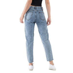 Jeans de Mujer Lavados de Color Claro, Jeans Elásticos de Cintura Alta, Pantalones Casuales Ajustados, Todas las Tallas, Mejor Calidad - Product Image 3