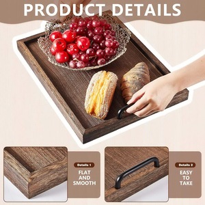 Bandeja de Servir de Madera Directa de Fábrica, Bandeja de Madera Maciza Premium para Desayuno, Té, Café, Otomana, Plato de Exhibición - Product Image 4