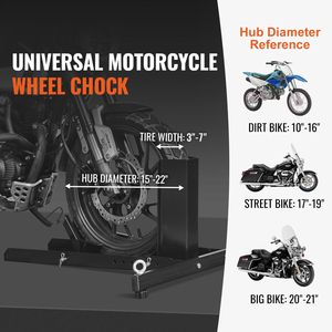 Supporto per Ruota Moto in Acciaio Resistente, Capacità 1800 Libbre, 6 Fori Regolabili, Supporto per Ruota Anteriore in Gomma - Product Image 2