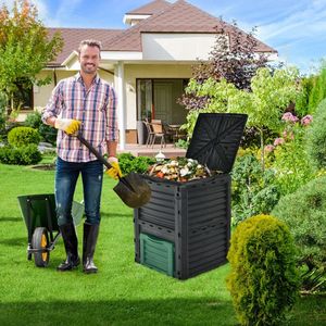 Composteur extérieur de 80 gallons avec grand couvercle ouvrable et porte de sortie inférieure - Catégorie de produit : Aérateurs de compost - Product Image 6