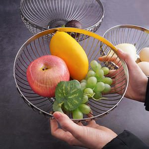 Panier à fruits en métal personnalisé, panier de rangement décoratif pour fruits, pour comptoir de cuisine, table à manger, organisateur de nourriture - Product Image 5