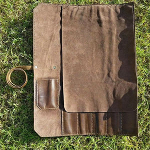 High Quality Luxury Cowhide Leather Smell Proof Heavy Duty Chef Knife <b>Roll</b> with Protection for Cooking <b>Tools</b> Storage LSKR-0081 - Product Image 1