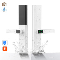 Cerradura Inteligente de Aluminio Impermeable Blanca con Wi-Fi, Entrada sin Llave, Control Remoto Digital por Aplicación, Compatible con la Aplicación Tuya, para Puertas de Madera, Hogar y Apartamento