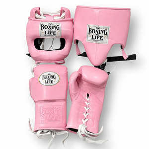 Équipement de boxe professionnel en cuir, gamme Full Face No Boxing No Life, comprenant Gants de boxe, Protège-tête, Protège-glandes, couleur personnalisable, à lacets, réglable - Product Image 2