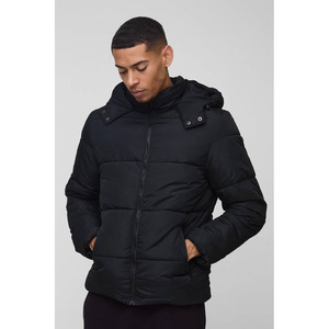 Chaqueta de Invierno Acolchada para Hombre, Color Negro, Cuello Alto, Transpirable e Impermeable - Product Image 1
