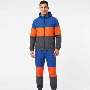 Lightweight Highlighted Line Streetwear Tracksuit 2 Piece <b>Jacket</b> and Pant Crinkle Nylon Reflective Windbreaker Tracksuit Men - Product Image 1