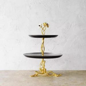 Support à gâteau rond en acier inoxydable fait main, écologique, à deux niveaux, pour la présentation de desserts - Product Image 3