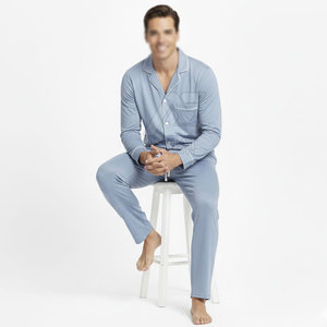 Conjunto de Pijama Informal para Hombre, Tela Suave, Manga Larga, Diseño Moderno, Ropa de Dormir a la Moda - Product Image 4