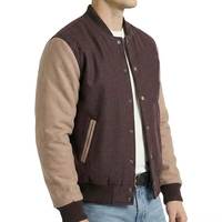 Jaket Varsity Biru Putih Pria Gaya Letterman Kancing Depan Kasual Streetwear Pakaian Luar Manset Bergaris Pakaian Fashion