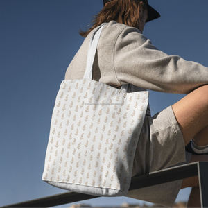 Bolsa de Mano de Algodón Puro con Estampado de Bloques de Diseño Personalizado, con Elegantes Diseños Florales, Bolsa de Compras para Mujer - Product Image 4