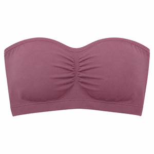 Top de Baño para Mujer, Negro, Sin Tirantes, de Poliéster Transpirable, Copa Completa con Aros, Espalda Cruzada, Sin Costuras, para Playa, OEM ODM - Product Image 4
