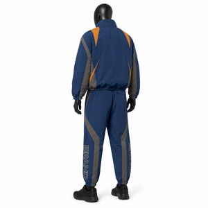 Ensemble de vestes coupe-vent pour hommes, imprimé géométrique bleu gris orange, résistant à l'eau, pour toutes les saisons, vêtements d'extérieur, ensembles coupe-vent personnalisés - Product Image 5