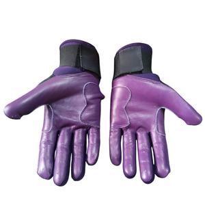 Guantes de Bateo de Béisbol Profesionales de Cuero Genuino XL, para Entrenamiento, Ambidiestros, Morados y Negros, con Soporte para Muñeca, Equipo Deportivo - Product Image 4