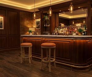 Ensemble de 2 tabourets de bar ronds modernes en bois massif avec 2 pieds courbés - Durables et légers - Product Image 6