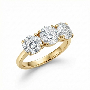 Anillo de compromiso de moissanita VVS tallada, tres piedras, plata de ley S925 chapada en oro, engaste de garras, certificado GRA, banda nupcial fina - Product Image 4