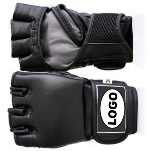 <b>Leather</b> MMA Gloves Half Finger Breathable Adjustable <b>Wrist</b> <b>Strap</b> for Closure Boxing Training Adults UV Protection - Product Image 2